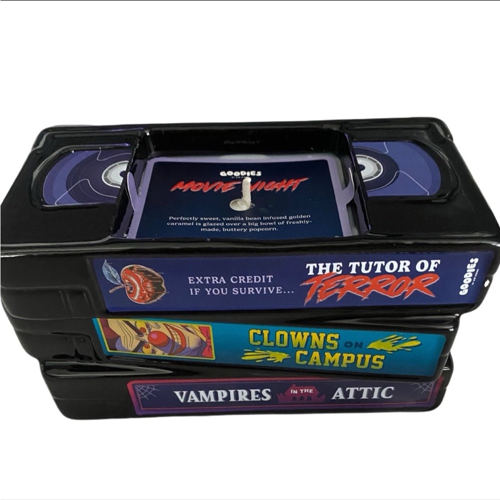 Goodies by DW Home ‘Movie Night’ Stacked VHS Horror Tapes Candle